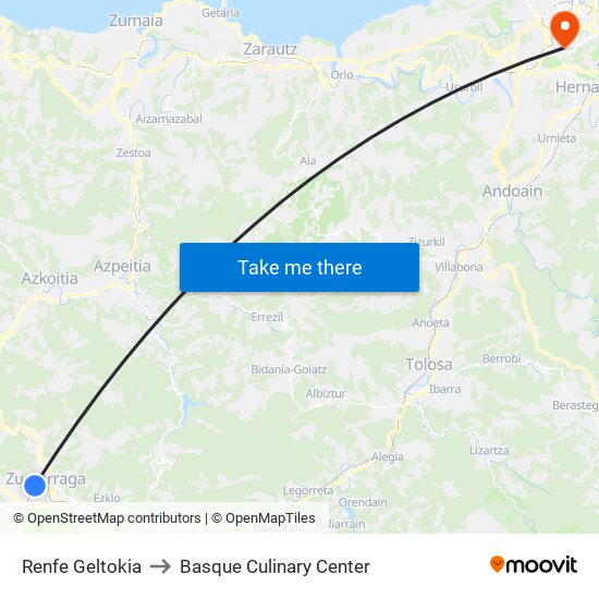 Renfe Geltokia to Basque Culinary Center map