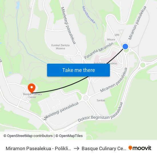 Miramon Pasealekua - Poliklinika I to Basque Culinary Center map