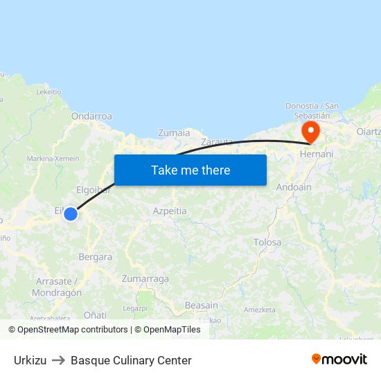 Urkizu to Basque Culinary Center map