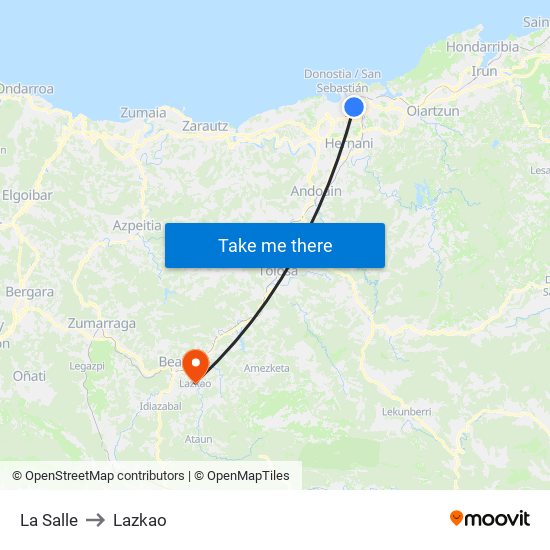 La Salle to Lazkao map