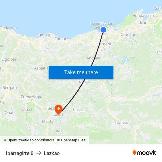 Iparragirre 8 to Lazkao map