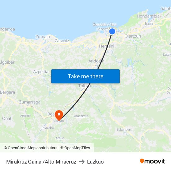 Mirakruz Gaina /Alto Miracruz to Lazkao map
