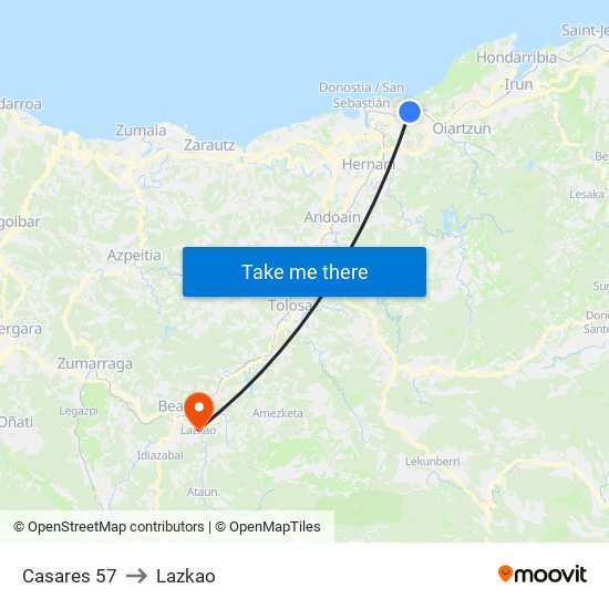 Casares 57 to Lazkao map