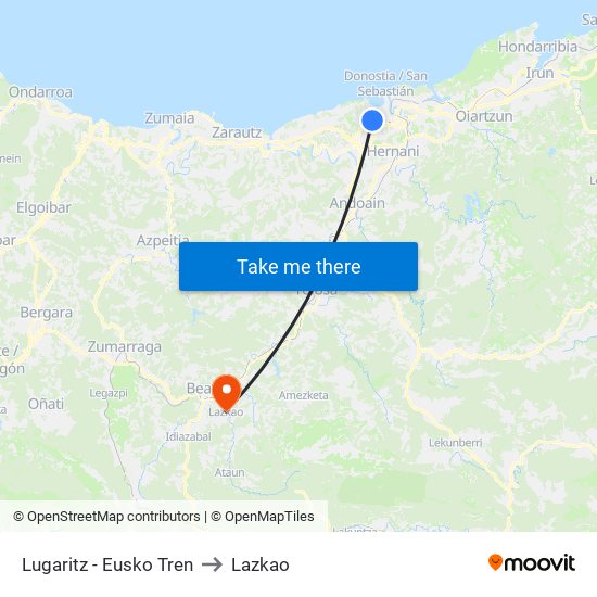 Lugaritz - Eusko Tren to Lazkao map