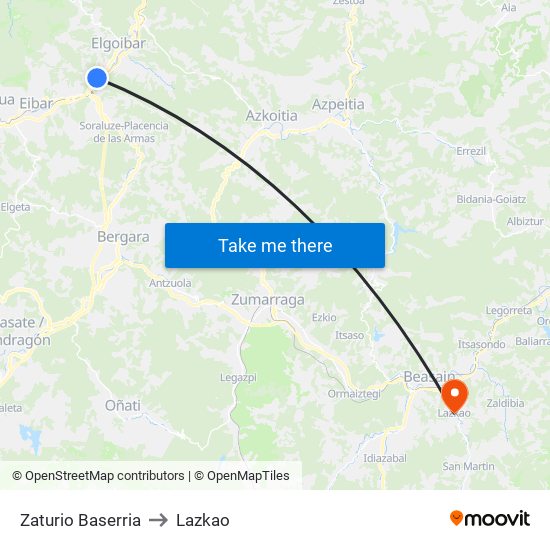 Zaturio Baserria to Lazkao map