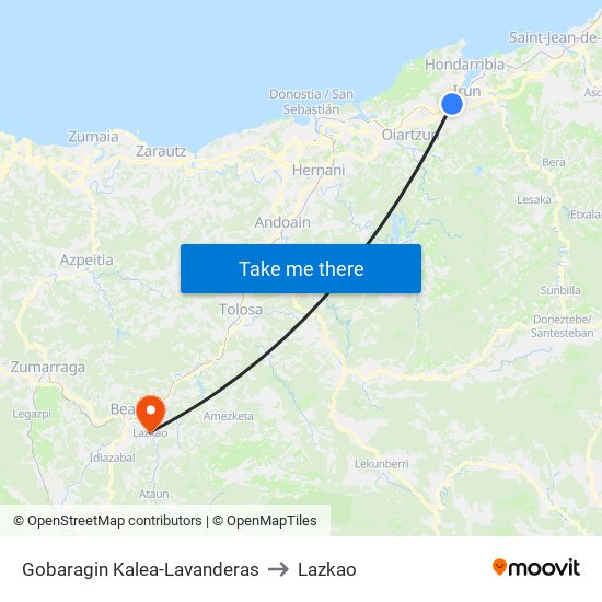 Gobaragin Kalea-Lavanderas to Lazkao map