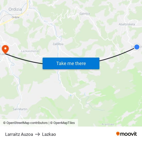 Larraitz Auzoa to Lazkao map
