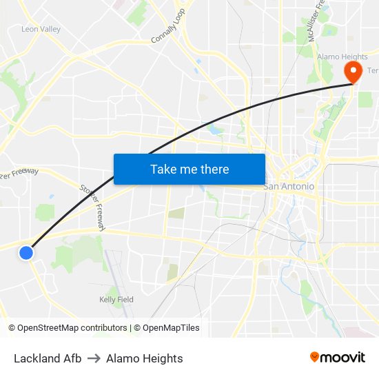 Lackland Afb to Alamo Heights map