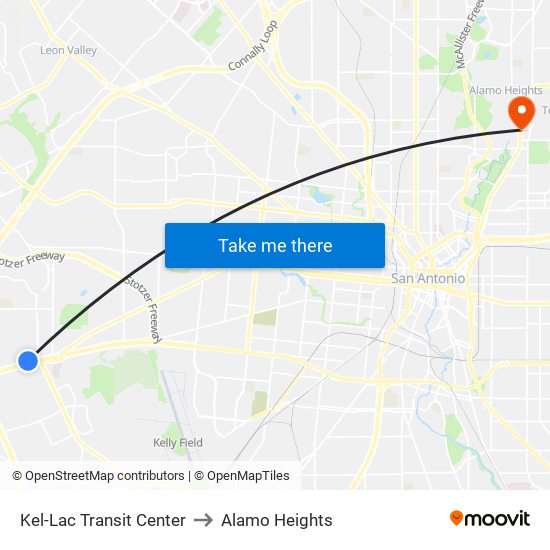 Kel-Lac Transit Center to Alamo Heights map