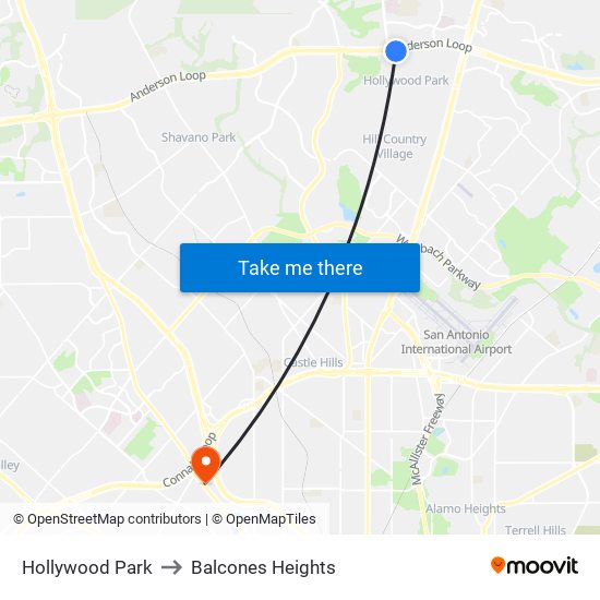 Hollywood Park to Balcones Heights map