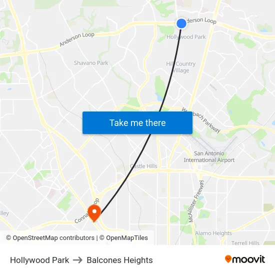 Hollywood Park to Balcones Heights map