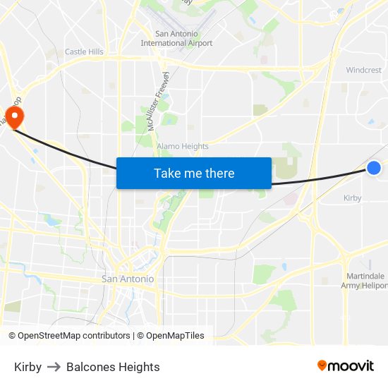 Kirby to Balcones Heights map