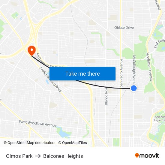 Olmos Park to Balcones Heights map