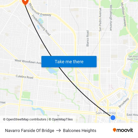 Navarro Farside Of Bridge to Balcones Heights map