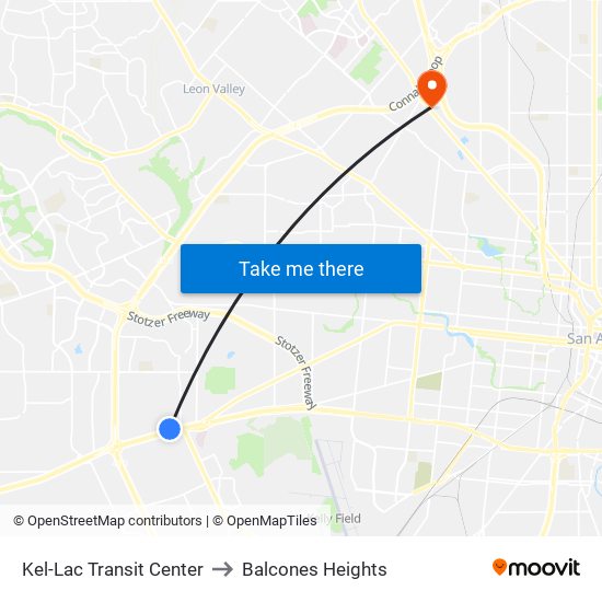 Kel-Lac Transit Center to Balcones Heights map