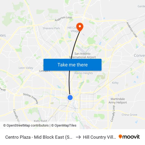 Centro Plaza - Mid Block East (Stop D) to Hill Country Village map