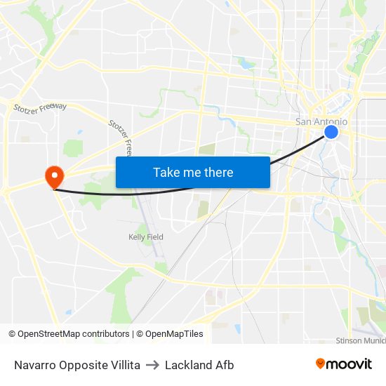 Navarro Opposite Villita to Lackland Afb map