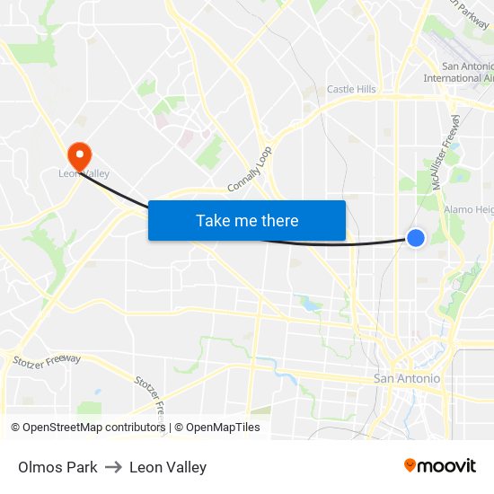 Olmos Park to Leon Valley map