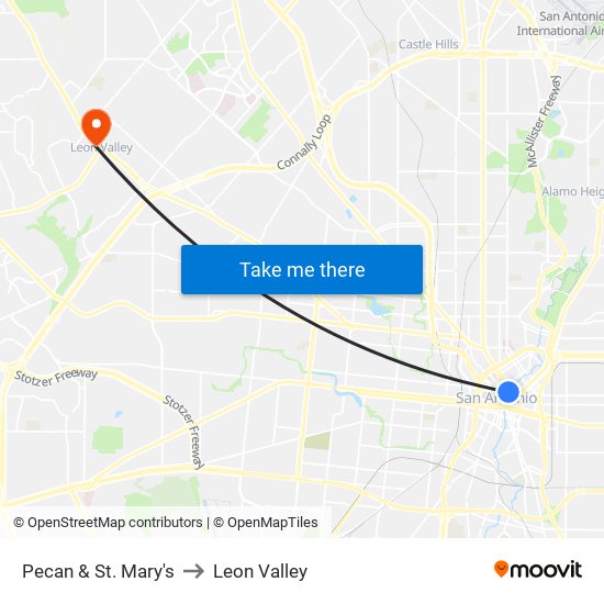 Pecan & St. Mary's to Leon Valley map