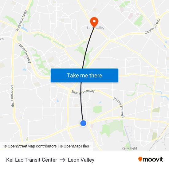 Kel-Lac Transit Center to Leon Valley map