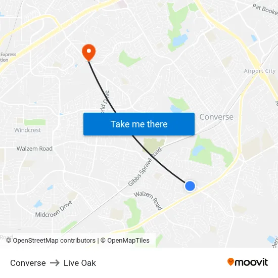 Converse to Live Oak map