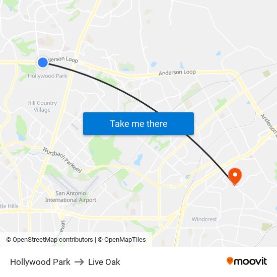 Hollywood Park to Live Oak map