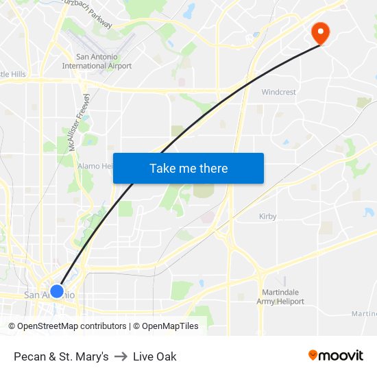 Pecan & St. Mary's to Live Oak map