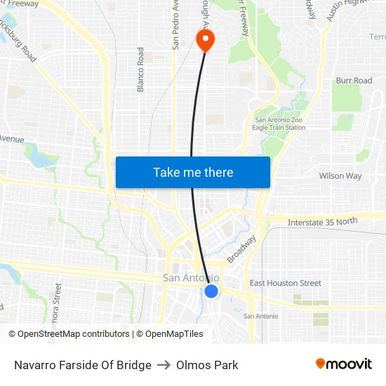 Navarro Farside Of Bridge to Olmos Park map