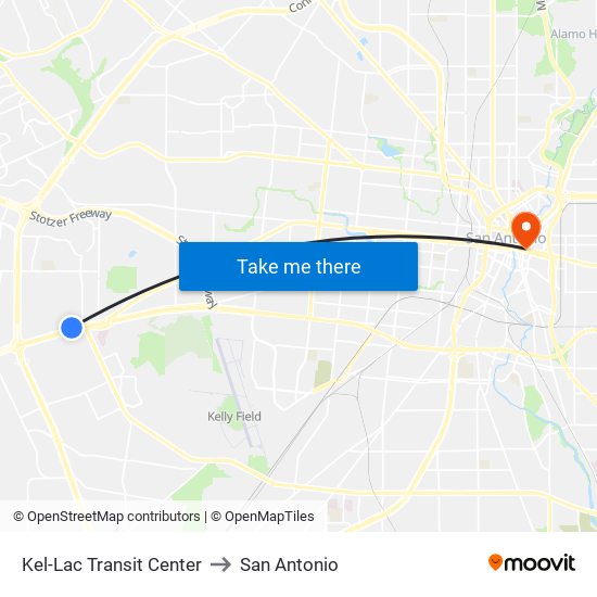 Kel-Lac Transit Center to San Antonio map