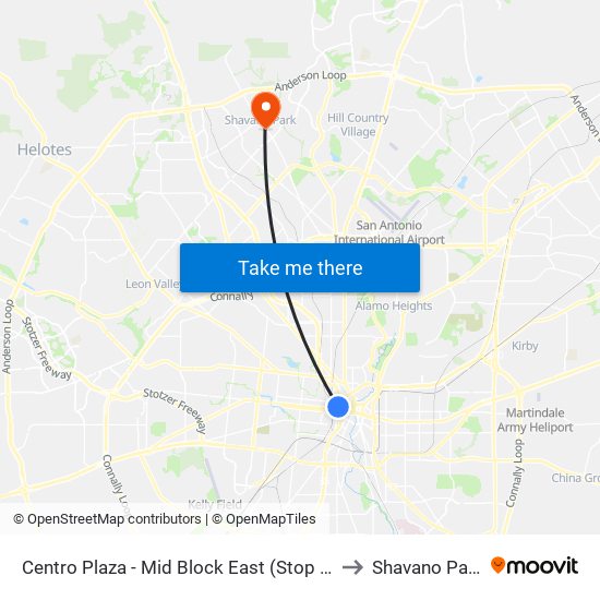 Centro Plaza - Mid Block East (Stop D) to Shavano Park map