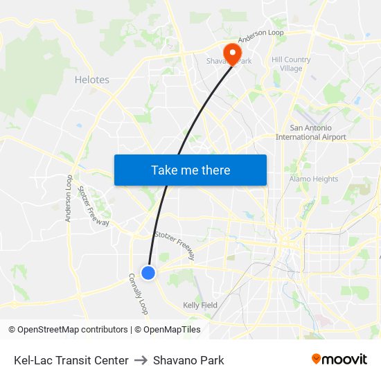 Kel-Lac Transit Center to Shavano Park map