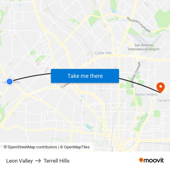 Leon Valley to Terrell Hills map