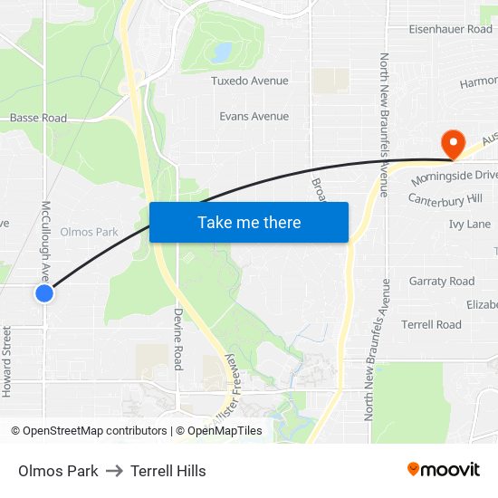 Olmos Park to Terrell Hills map