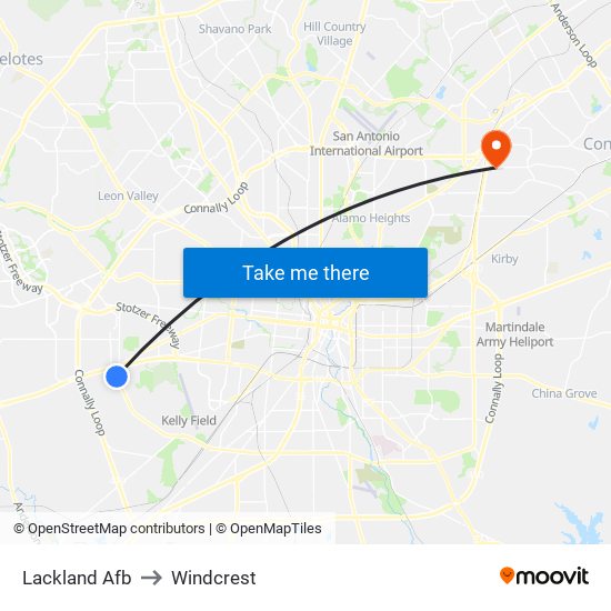 Lackland Afb to Windcrest map