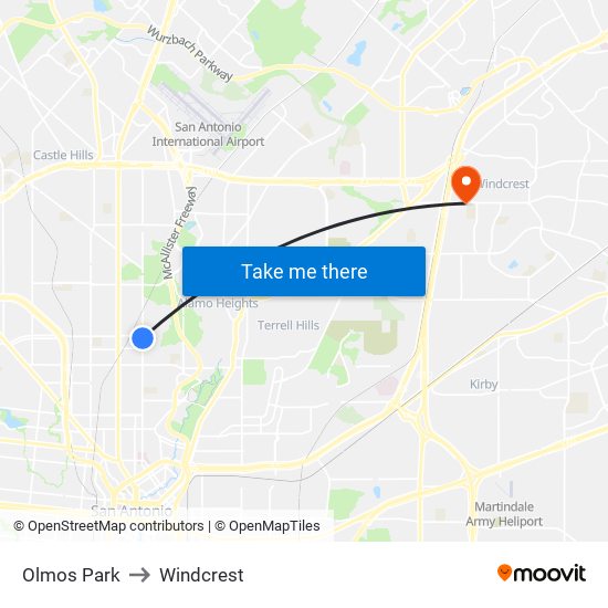 Olmos Park to Windcrest map