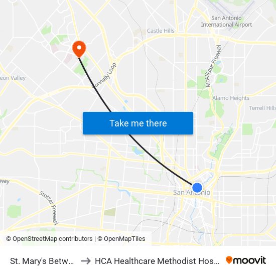 St. Mary's Between Convent & Mart to HCA Healthcare Methodist Hospital Methodist Children's Hospital map