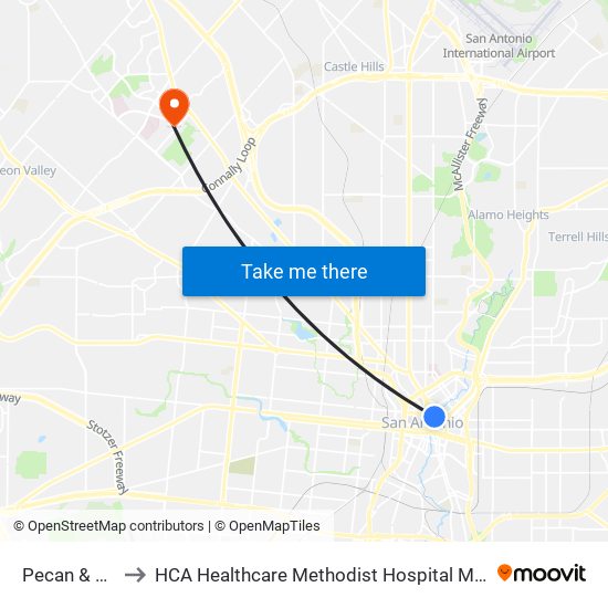 Pecan & St. Mary's to HCA Healthcare Methodist Hospital Methodist Children's Hospital map