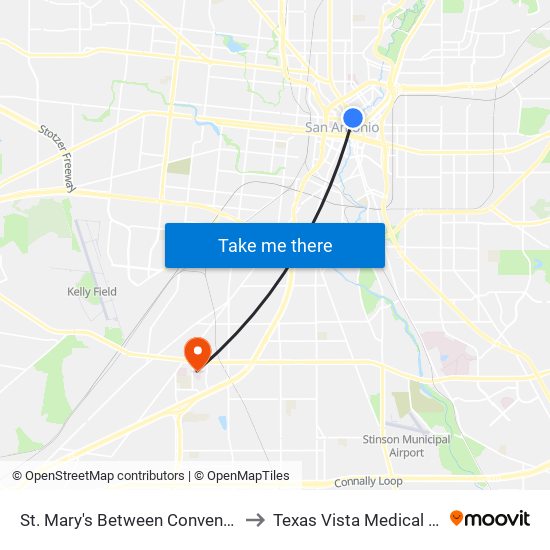 St. Mary's Between Convent & Mart to Texas Vista Medical Center map