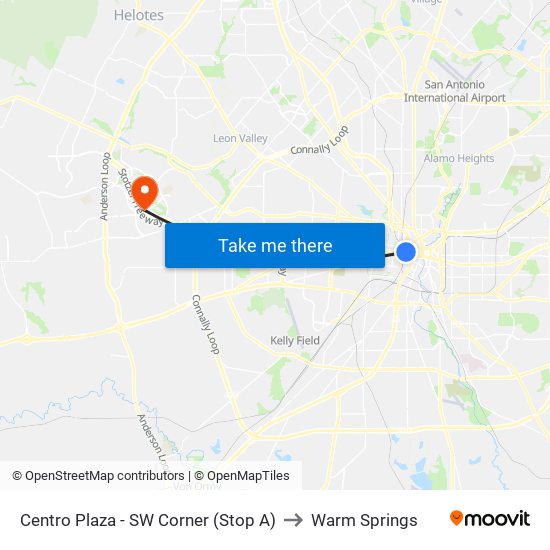 Centro Plaza - SW Corner (Stop A) to Warm Springs map