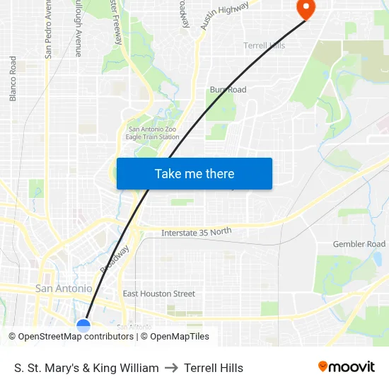 S. St. Mary's & King William to Terrell Hills map