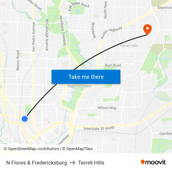 N Flores & Fredericksburg to Terrell Hills map