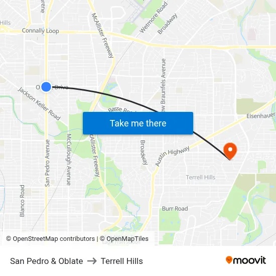 San Pedro & Oblate to Terrell Hills map