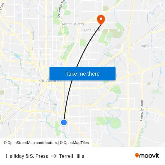 Halliday & S. Presa to Terrell Hills map