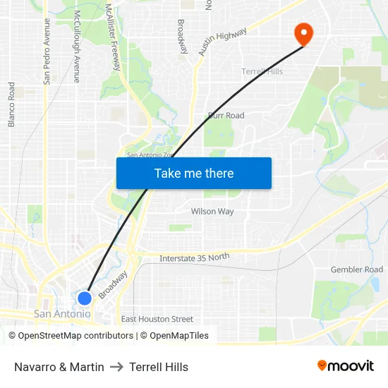 Navarro & Martin to Terrell Hills map