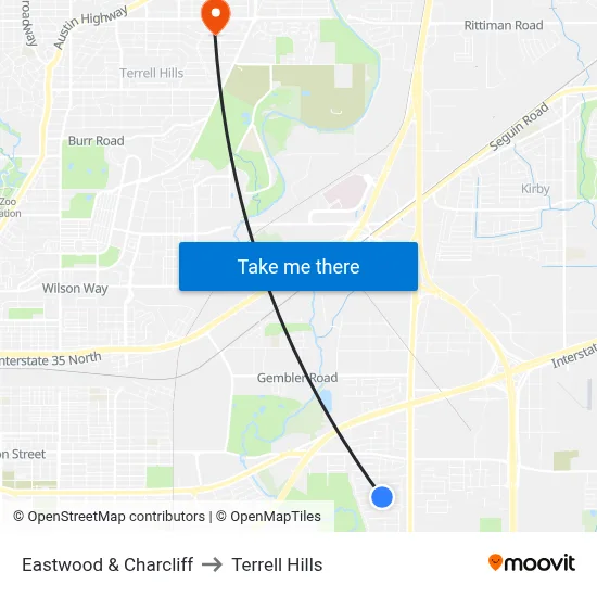 Eastwood & Charcliff to Terrell Hills map
