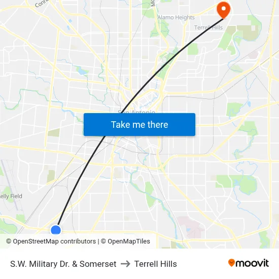 S.W. Military Dr. & Somerset to Terrell Hills map