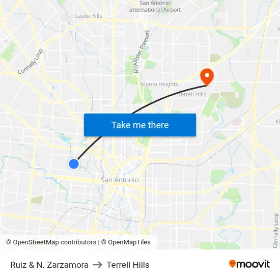 Ruiz & N. Zarzamora to Terrell Hills map