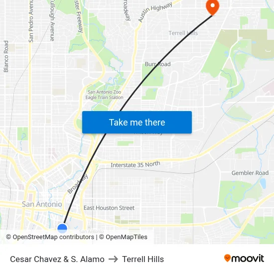 Cesar Chavez & S. Alamo to Terrell Hills map