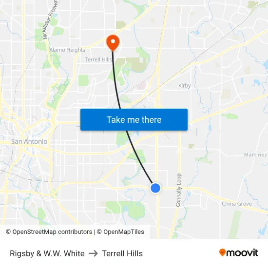 Rigsby & W.W. White to Terrell Hills map