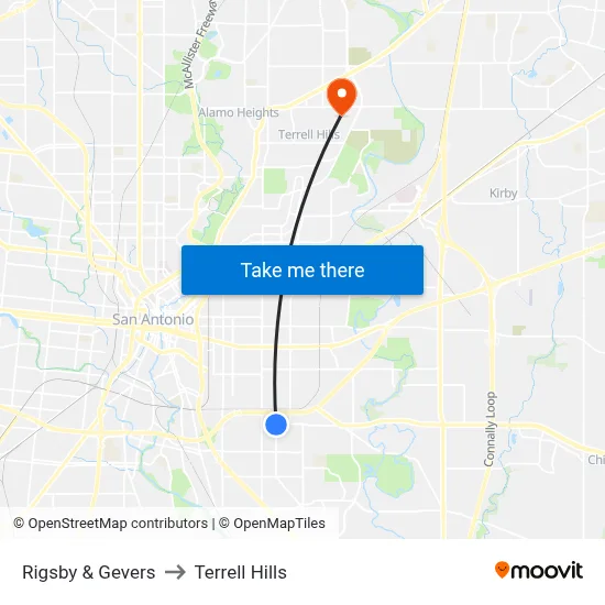 Rigsby & Gevers to Terrell Hills map